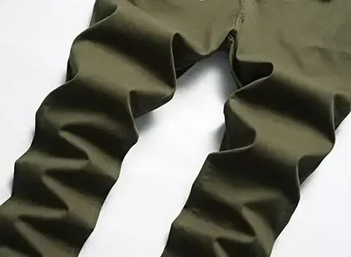 Keevoom erkaklar uchun Stretch Skinny Flat-Front Moda uslubi Qulay Qattiq Kundalik Slim Fit Biznes kostyumlari Chinos shimlar - 3