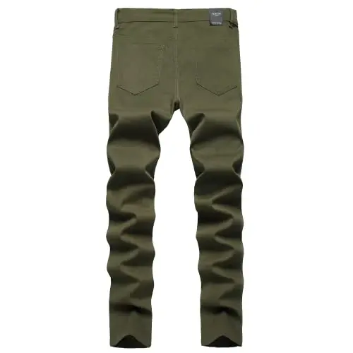 Keevoom erkaklar uchun Stretch Skinny Flat-Front Moda uslubi Qulay Qattiq Kundalik Slim Fit Biznes kostyumlari Chinos shimlar - 2