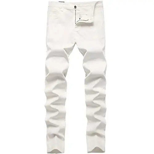 Keevoom erkaklar uchun tor kesimli, tekis old dizaynli, moda uslubidagi, qulay, bir rangli, kundalik, slim fit biznes chinos shimlar - 1