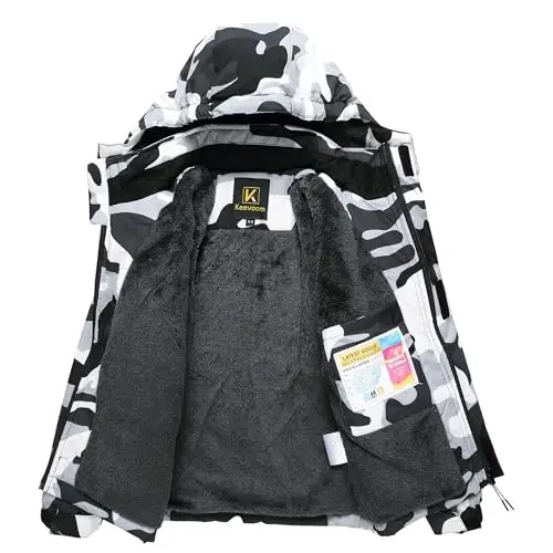 Keevoom Boys Winter Coat Ski Jacket Windproof Kids Snowboard Warm Fleece Snow Coat Waterproof Outdoor Hooded Ski Coats - 6