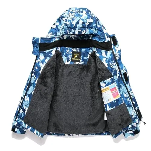 Keevoom Boys Winter Coat Ski Jacket Windproof Kids Snowboard Warm Fleece Snow Coat Waterproof Outdoor Hooded Ski Coats - 3