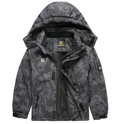 Keevoom Boys Winter Coat Ski Jacket Windproof Kids Snowboard Warm Fleece Snow Coat Waterproof Outdoor Hooded Ski Coats - 3
