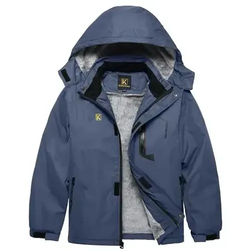 Keevoom Boy's Waterproof Ski Jacket Winter Warm Thick Snow Coat Windproof Fleece Kids Outdoor Hooded Snowboard Jackets - 2