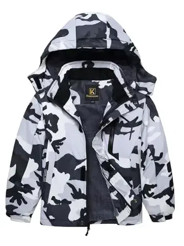 Keevoom Boy's Waterproof Ski Jacket Winter Warm Thick Snow Coat Windproof Fleece Kids Outdoor Hooded Snowboard Jackets - 3
