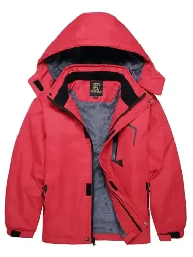 Keevoom Boy's Waterproof Ski Jacket Winter Warm Thick Snow Coat Windproof Fleece Kids Outdoor Hooded Snowboard Jackets 