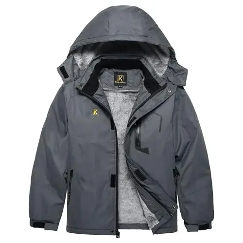 Keevoom Boy's Waterproof Ski Jacket Winter Warm Thick Snow Coat Windproof Fleece Kids Outdoor Hooded Snowboard Jackets - 2
