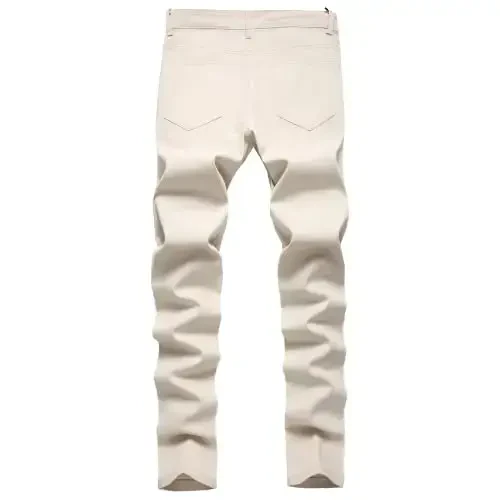 Keevoom Mens Stretch Skinny Flat-Front Fashion Style Comfy Solid Casual Slim Fit Business Dress Chinos Pants - KEEVOOM (1)