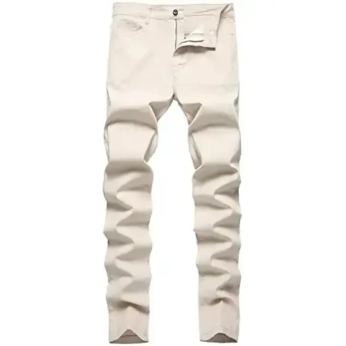 Keevoom Mens Stretch Skinny Flat-Front Fashion Style Comfy Solid Casual Slim Fit Business Dress Chinos Pants 