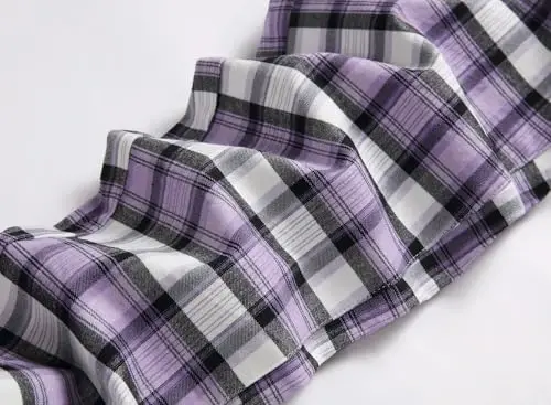 Keevoom Plaid Pants for Men Stretch Skinny Slim Fit Flat-Front Casual Fashion Comfy Solid Pencil Business Dress Chinos Pants - 5