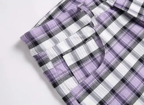 Keevoom Plaid Pants for Men Stretch Skinny Slim Fit Flat-Front Casual Fashion Comfy Solid Pencil Business Dress Chinos Pants - 6