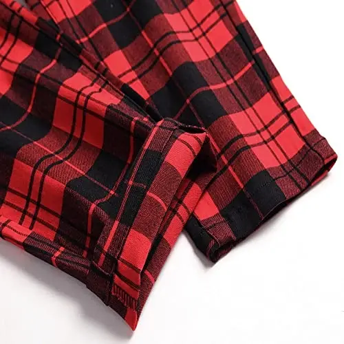 Keevoom Plaid Pants for Men Stretch Skinny Slim Fit Flat-Front Casual Fashion Comfy Solid Pencil Business Dress Chinos Pants - 6