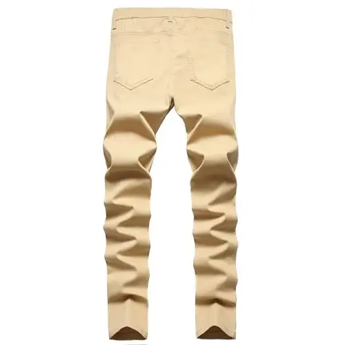 Keevoom Mens Stretch Skinny Flat-Front Fashion Style Comfy Solid Casual Slim Fit Business Dress Chinos Pants - 2