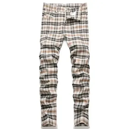 Keevoom Mens Stretch Skinny Flat-Front Fashion Style Comfy Solid Casual Slim Fit Business Dress Chinos Pants 