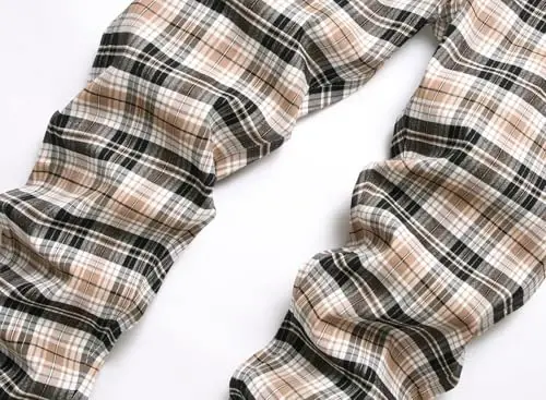 Keevoom Plaid Pants for Men Stretch Skinny Slim Fit Flat-Front Casual Fashion Comfy Solid Pencil Business Dress Chinos Pants - 3