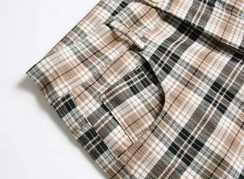 Keevoom Plaid Pants for Men Stretch Skinny Slim Fit Flat-Front Casual Fashion Comfy Solid Pencil Business Dress Chinos Pants - 5
