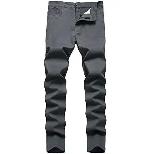 Keevoom Mens Stretch Skinny Flat-Front Fashion Style Comfy Solid Casual Slim Fit Business Dress Chinos Pants - 1