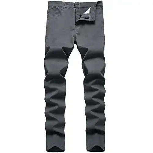 Keevoom Erkek Esnek Skinny Düz Ön Moda Stil Rahat Düz Renk Günlük Slim Fit İş Elbisesi Chino Pantolon 