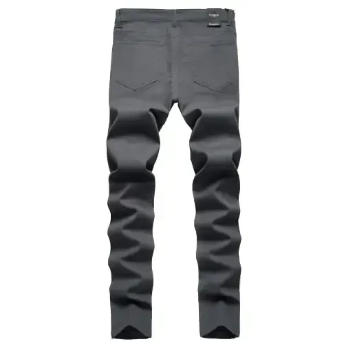 Keevoom Erkek Esnek Skinny Düz Ön Moda Stil Rahat Düz Renk Günlük Slim Fit İş Elbisesi Chino Pantolon - 2