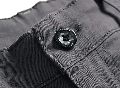 Keevoom Erkek Esnek Skinny Düz Ön Moda Stil Rahat Düz Renk Günlük Slim Fit İş Elbisesi Chino Pantolon - 5