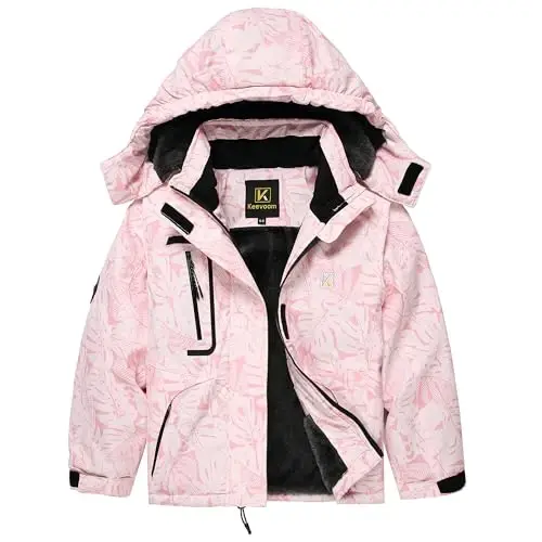 Keevoom Erkek Kız Çocuk Kışlık Mont Kayak Ceketi Rüzgar Geçirmez Su Geçirmez Çocuk Snowboard Sıcak Polar Kar Montları - 1