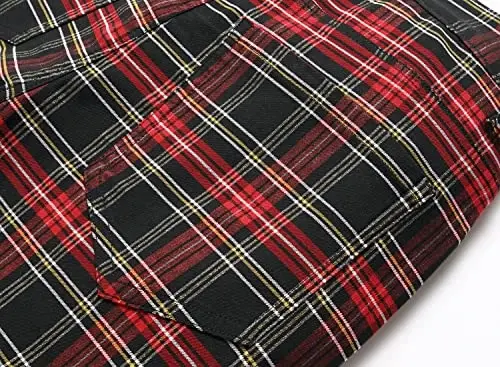 Keevoom Plaid Pants for Men Stretch Skinny Slim Fit Flat-Front Casual Fashion Comfy Solid Pencil Business Dress Chinos Pants - 6