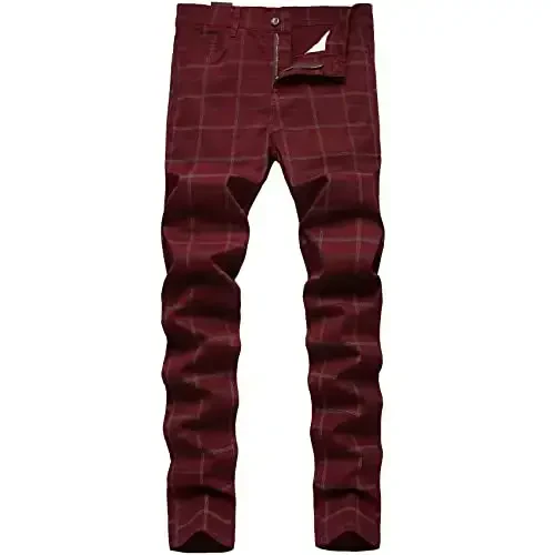 Keevoom Mens Stretch Skinny Flat-Front Fashion Style Comfy Solid Casual Slim Fit Business Dress Chinos Pants 