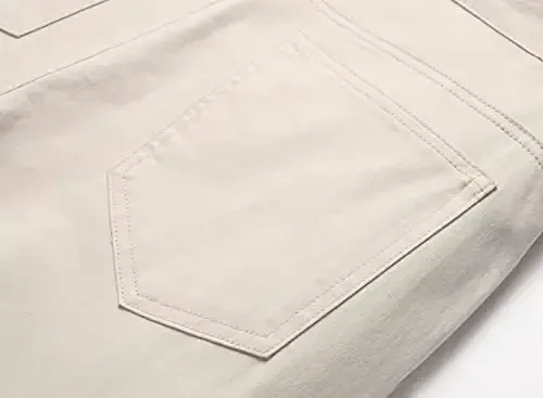 Keevoom Erkek Streç Skinny Düz Ön Moda Stil Rahat Düz Renk Günlük Slim Fit İş Elbisesi Chino Pantolon - 6