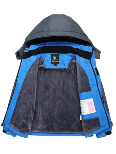 Keevoom Boy's Waterproof Ski Jacket Winter Warm Thick Snow Coat Windproof Fleece Kids Outdoor Hooded Snowboard Jackets - 6
