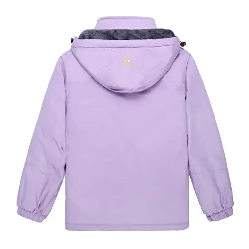 Keevoom Girl's Waterproof Ski Jacket Fleece Qor Palto Shamoldan Himoya Issiq Qishki Snoubord Kurtkasi Olinadigan Kapushon bilan - MODAZONE (1)