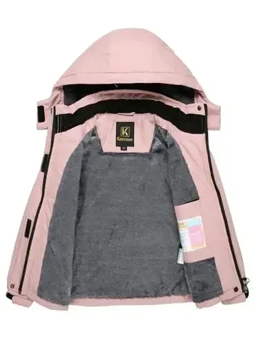 Keevoom Girl's Waterproof Ski Jacket Fleece Snow Coat Windproof Warm Winter Snowboarding Jacket with Removable Hood - 5