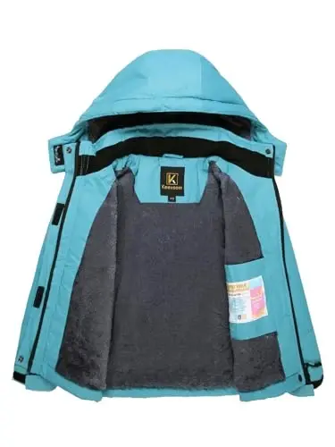 Keevoom Girl's Waterproof Ski Jacket Fleece Snow Coat Windproof Warm Winter Snowboarding Jacket with Removable Hood - 4