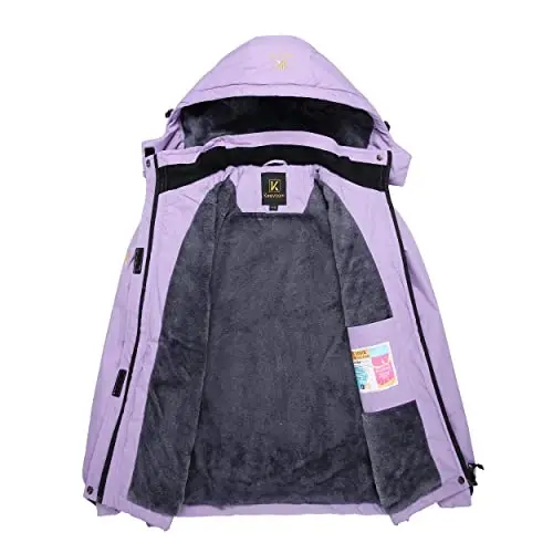 Keevoom Girl's Waterproof Ski Jacket Fleece Snow Coat Windproof Warm Winter Snowboarding Jacket with Removable Hood - 3