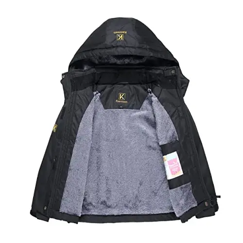 Keevoom Girl's Waterproof Ski Jacket Fleece Snow Coat Windproof Warm Winter Snowboarding Jacket with Removable Hood - 3