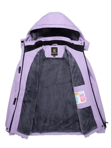 Keevoom Girl's Waterproof Ski Jacket Fleece Snow Coat Windproof Warm Winter Snowboarding Jacket with Removable Hood - 3