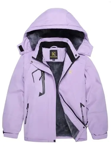 Keevoom Girl's Waterproof Ski Jacket Fleece Snow Coat Windproof Warm Winter Snowboarding Jacket with Removable Hood - KEEVOOM