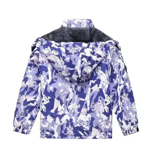 Keevoom Girl's Waterproof Ski Jacket Fleece Snow Coat Windproof Warm Winter Snowboarding Jacket with Removable Hood - 2