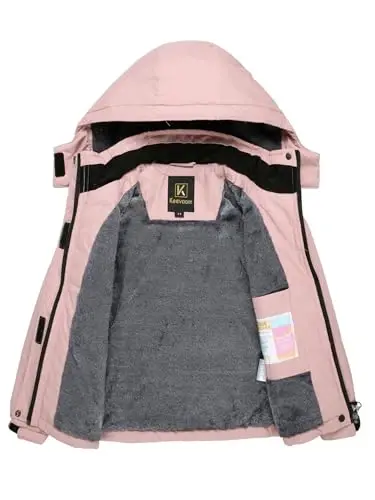 Keevoom Girl's Waterproof Ski Jacket Fleece Snow Coat Windproof Warm Winter Snowboarding Jacket with Removable Hood - 5