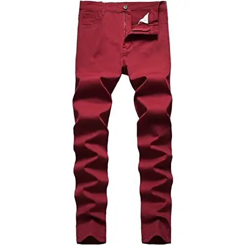 Keevoom Mens Stretch Skinny Flat-Front Fashion Style Comfy Solid Casual Slim Fit Business Dress Chinos Pants - 1