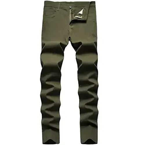 Keevoom Mens Stretch Skinny Flat-Front Fashion Style Comfy Solid Casual Slim Fit Business Dress Chinos Pants - 1