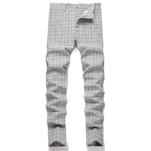 Keevoom Mens Stretch Skinny Flat-Front Fashion Style Comfy Solid Casual Slim Fit Business Dress Chinos Pants 