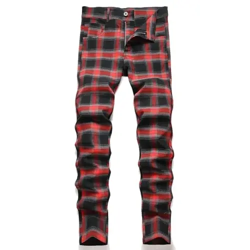 Keevoom Mens Stretch Skinny Flat-Front Fashion Style Comfy Solid Casual Slim Fit Business Dress Chinos Pants - 1