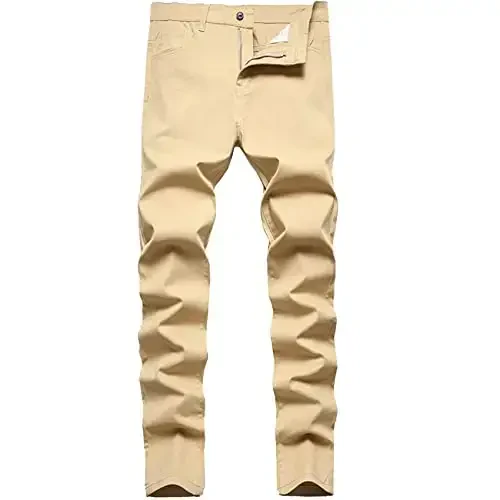 Keevoom Mens Stretch Skinny Flat-Front Fashion Style Comfy Solid Casual Slim Fit Business Dress Chinos Pants - 1