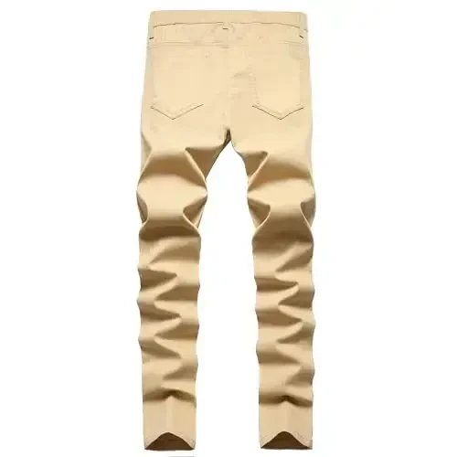 Keevoom Mens Stretch Skinny Flat-Front Fashion Style Comfy Solid Casual Slim Fit Business Dress Chinos Pants - KEEVOOM (1)