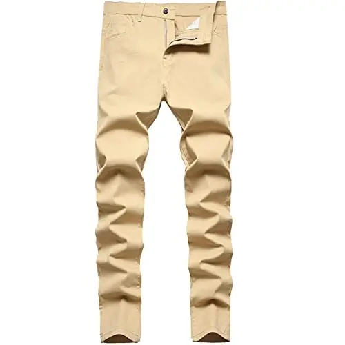 Keevoom Mens Stretch Skinny Flat-Front Fashion Style Comfy Solid Casual Slim Fit Business Dress Chinos Pants - KEEVOOM