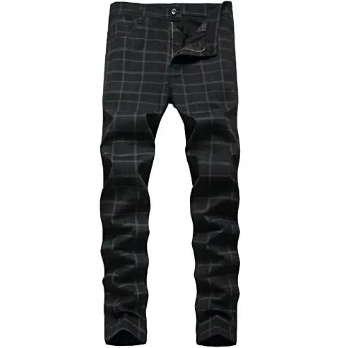 Keevoom Mens Stretch Skinny Flat-Front Fashion Style Comfy Solid Casual Slim Fit Business Dress Chinos Pants - 1