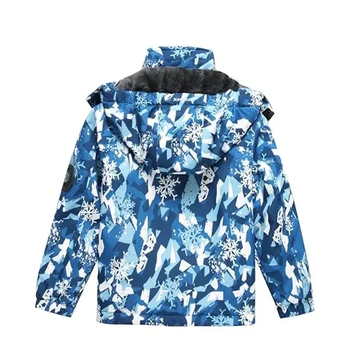 Keevoom o'g'il bolalar qishki palto chang'i kurtkasi shamoldan himoya qiluvchi bolalar snowboard iliq fleece qorli palto suv o'tkazmaydigan tashqi makon kaputli chang'i paltolari - 2