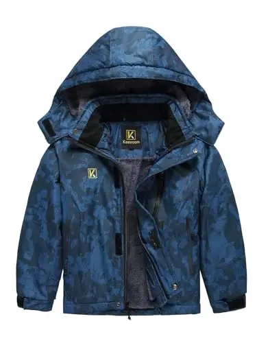 Keevoom o'g'il bolalar suv o'tkazmaydigan chang'i kurtkasi Qishki issiq qalin qor palto Shamoldan himoya Fleece bolalar tashqi kapüşonlu snowboard kurtkalari - 1