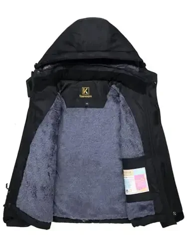 Keevoom o'g'il bolalar uchun suv o'tkazmaydigan chang'i kurtkasi Qishki issiq qalin qor palto Shamol o'tkazmaydigan jun bolalar tashqi kaputli snowboard kurtkalari - 3