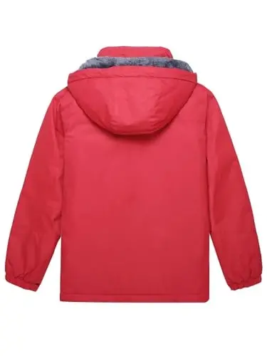 Keevoom o'g'il bolalar uchun suv o'tkazmaydigan chang'i kurtkasi Qishki issiq qalin qor palto Shamoldan himoya Fleece bolalar tashqi kapüşonlu snowboard kurtkalari - 2