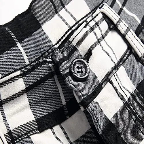 Keevoom Plaid Pants for Men Stretch Skinny Slim Fit Flat-Front Casual Fashion Comfy Solid Pencil Business Dress Chinos Pants - 5